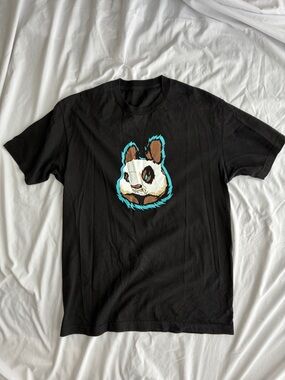 Black Graphic T-Shirt with Woes Panda Design
